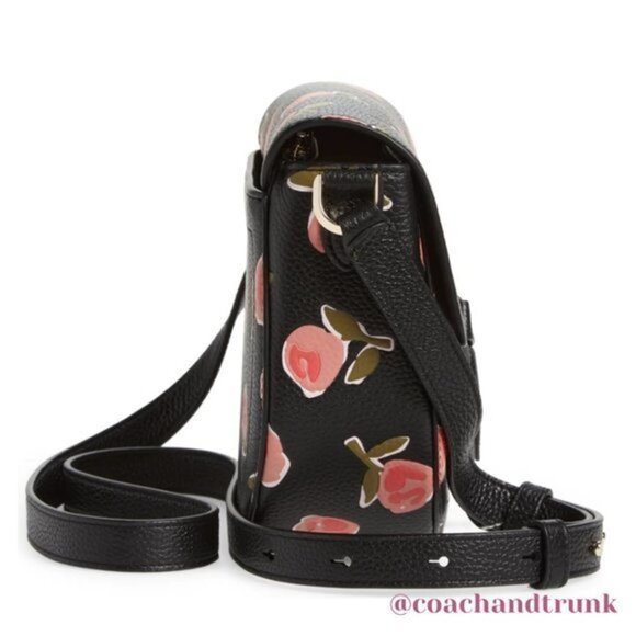 KATE SPADE Leather Embossed Ditsy Pink Rose Black Knott Adjustable Strap NWT - Picture 11 of 15